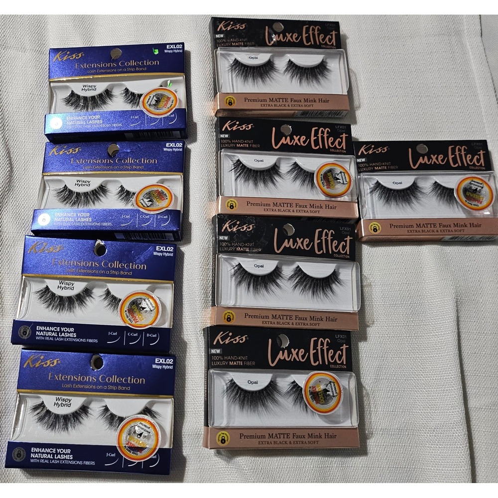 Kiss Extensions Collection Wispy Hybrid EXL02 False Lashes Natural Look Lot of 9